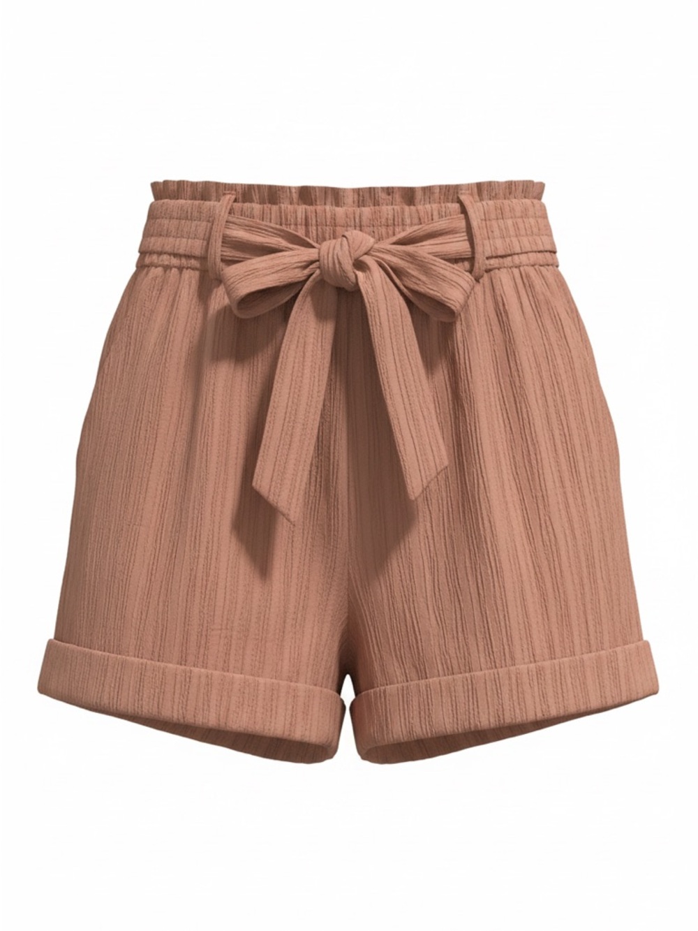 Soho High-Waist Paperbag Shorts - Rose